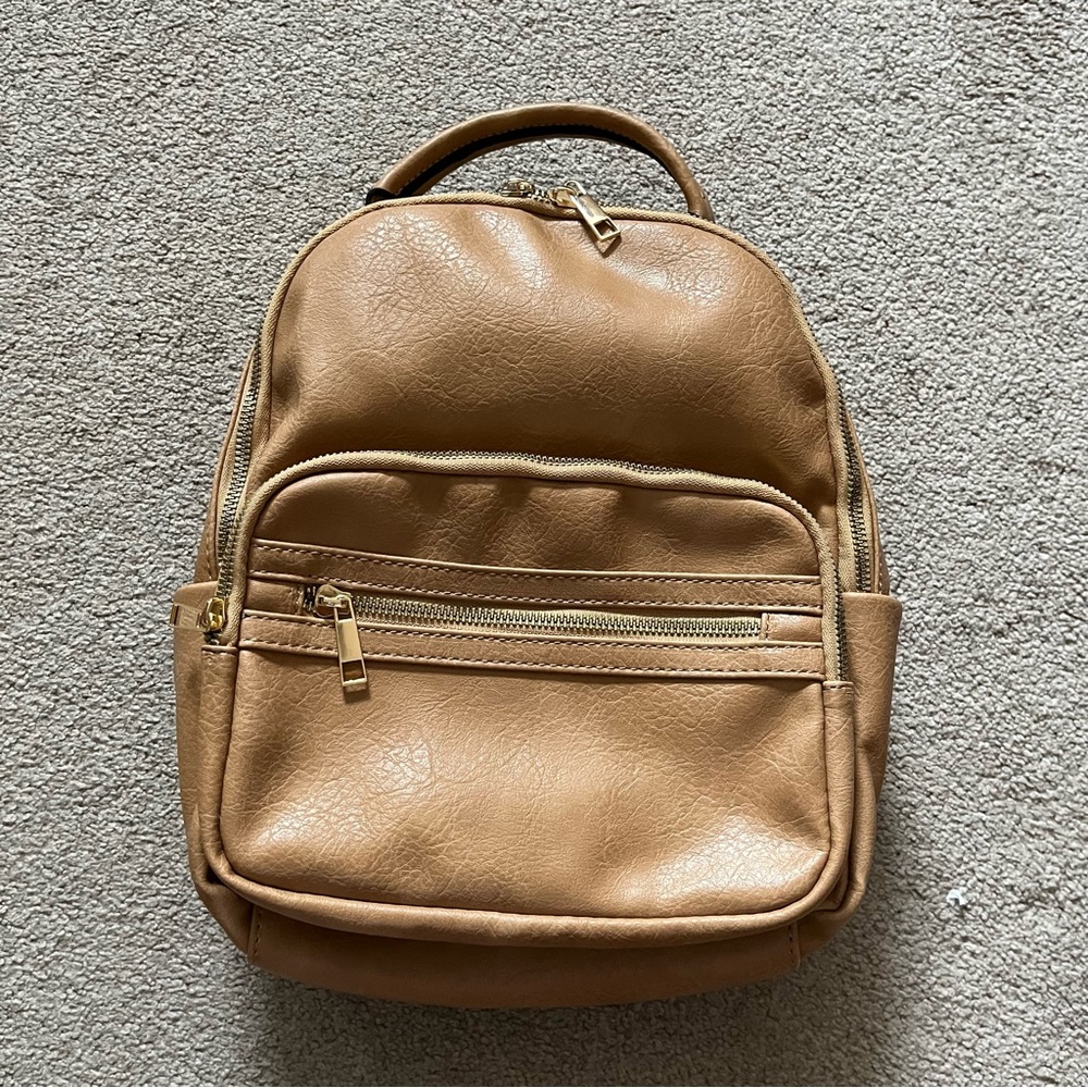Leather Tan Medium Backpack Bag